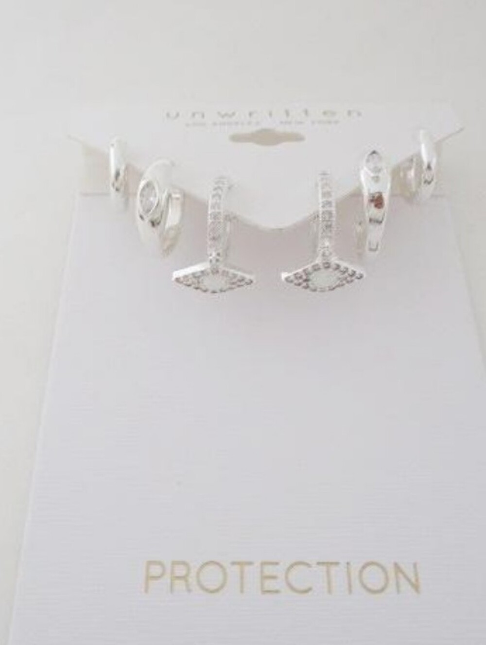Unwritten Silver Protection fine silver plated cubic zirconia earrings set